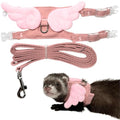 Ferret Harness and Leash with Adjustable Buckle for Small Pets, Soft Breathable Walking Vest with Angel Wings for Guinea Pig, Bunny, Rabbit, Kitten, Chinchilla (Pink) - color: Pink