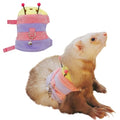 Ferret Harness and Leash Set - Small Animal Soft Fleece Vest with Safe Bell Halloween Outfit Adjustable Traction Rope Outdoor Walking Training Leash for Ferret Rat Bearded Dragon Kitten (Pink) - color: Pink
