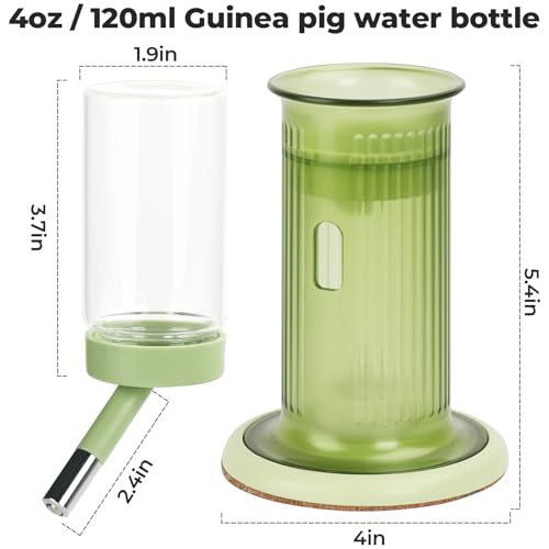 Mini&moe Hamster Water Bottle No Drip – 4 oz Guinea Pig Water Bottle for Glass Tank with Stand Leak Proof Small Animal Water Dispenser for Gerbil Chinchilla Ferret Squirrel Hedgehog