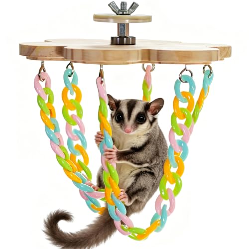 Sugar Glider Climbing Toys Haning Swing Sugar Glider Cage Accessories | Natural Wood Climbing Toys Sugar Glider Accessories Rat Enrichment Toys for Small Animals Rat and Birds (Hanging Style A) - style: Hanging Style A