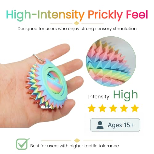 Big Ouchies Fidget Spike Hedgehog-Pain Stim Fidget Hard Spiky Fidget | Random Rainbow;3D Printed Hard Spiky Spinner Fidget for Stress Relief, Hedgehog-Shaped Keychains for Women, Stim Sensory - color: Random Rainbow Colors