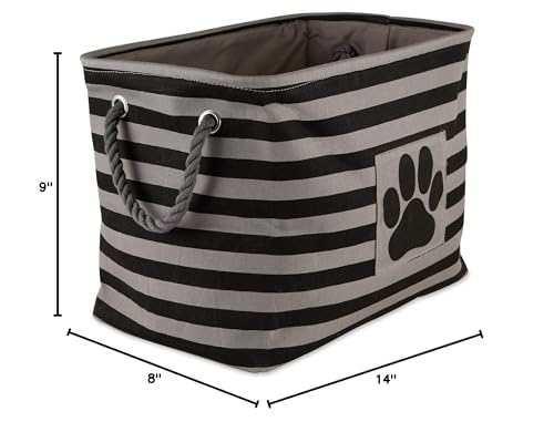 Bone Dry Pet Storage Collection Striped Paw Patch Bin, Black, Small Rectangle - color: Black, size: Small Rectangle