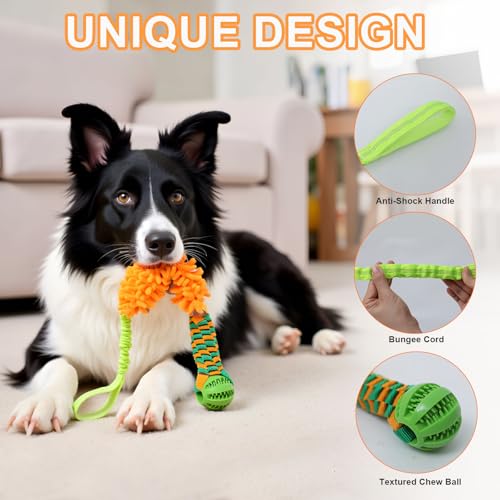 Dog Tug Toy - Interactive Dog Rope Toys, Stretchy Bungee Handle, Strong Squeak Rope Toy for Large Dogs, Puppies, Middle Dogs (Orange) - color: Orange Tug Toy, size: Medium