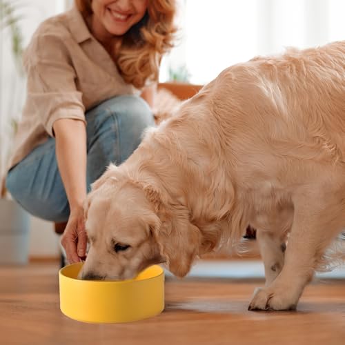 6'' Ceramic Dog Bowl - 30Oz Classic Dogs Food & Water Bowl for Small and Medium Breed Dogs, Heavy Duty Non-Slip Dog Dishes, Food Grade Stoneware Pet Bowl, Dishwasher & Microwave Safe, Yellow - color: Bowl - Yellow, size: 6 inch