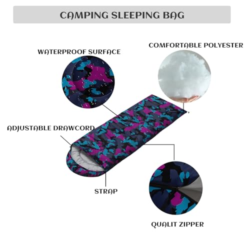 Sleeping Bags for Adults and Kids Backpacking Camping Sleeping Bags for Girls and Boys Lightweight Waterproof Cold/Warm Sleeping Bag for All Season - color: Navy blue Camo