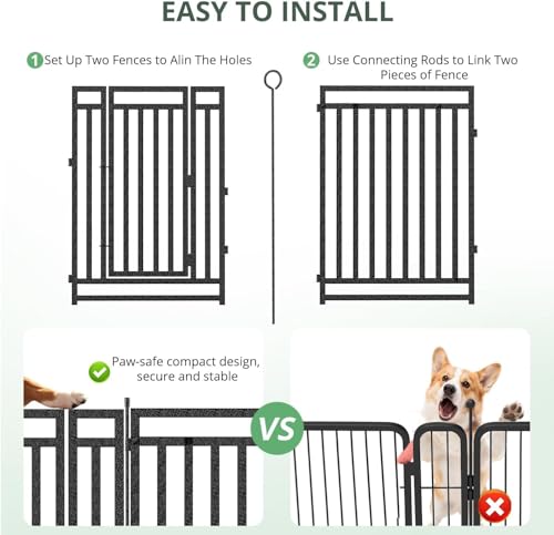 Thickened Outdoor Dog Fence, 47" H, 48 Panels for Yard & Camping | Easy Setup, Flexible Layouts, Thickened Panels, Heavy-Duty, for Medium & Large Dogs and Farm Use, Patented - size: 47" height, style: 48 Panels