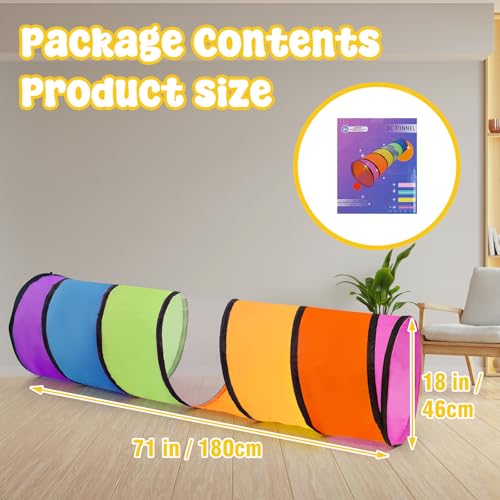 2 Pack Kids Play Tunnel,Pop Up Crawl Through Tunnel Play Tent for Baby Kids Children or Pet,Opening Crawl Tunnel Toy with Breathable Mesh Game Tent Toy Girl Boy Gift - style: Two Rainbow Tunnels