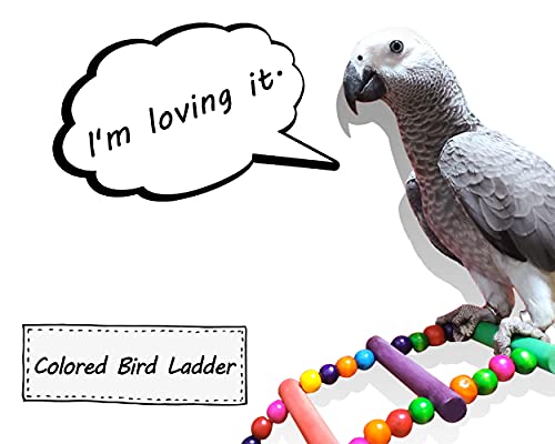 Bird Ladder Toys Coloured Flexible Parrot Swing Bridge Wooden Cockatiel Cage Hanging Climbing Ladder - size: 27.6 in (12 Steps)