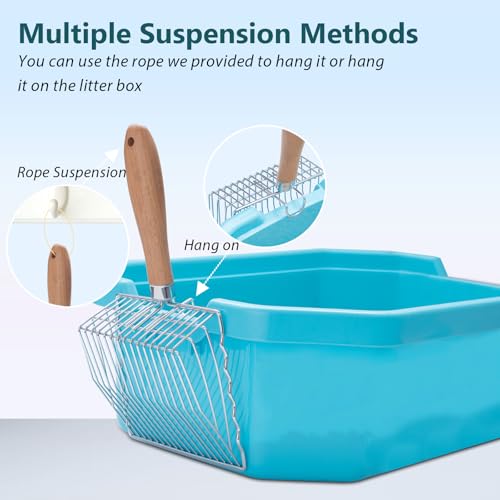 Cat Litter Scoop, Premium Kitty Shovel with Hook and Hole, Metal Sifter Scooper Stainless Steel for Easy Cleaning, Durable and Heavy Duty, Odor-Free for Litter Box | Premium Kitty Shovel with Hook and Hole, for Easy Cleaning, Durable, Odor-Free for Litter