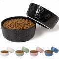Ceramic Dog Bowl Set of 2 with Anti-Skid Base, 5.5"W x 2"H, 2 Cup Capacity | Thick Ceramic, Dishwasher Safe, Anti-Skid Rubber Base, 2 Cups per Bowl, Ceramic Food and Water Bowls Set of 2 for Small Dogs - color: Black, size: Small