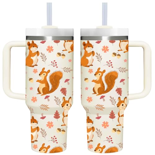 AMZUShome Squirrel Gifts.40oz Squirrel Tumbler with Handle.Squirrel Lover Cup Gift.Birthday Christmas Squirrel Tumblers Gift for Women Men. - style: Squirrel