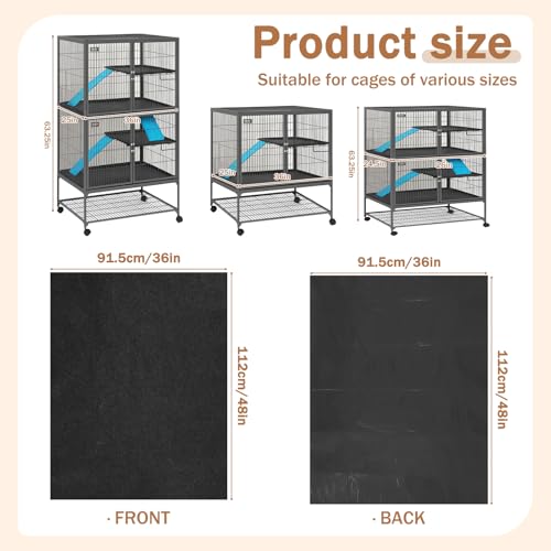Drydiet 56" x 42" Ferret Playpen Mat, Under Pet Cage Liner, Absorbent/Waterproof Felt Pad for Ferret Cages, Bird Cage Reptile Aquariums, Dog Kennels, with Non-Slip Backing for Hard Floors