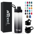 Travel Water Bottle with 3 Lids (Spout, Straw, Flip) Leak Proof, Quality, Vacuum Insulated, Stainless Steel (Day & Night, 18 oz) - color: Day & Night, size: 18 Ounces