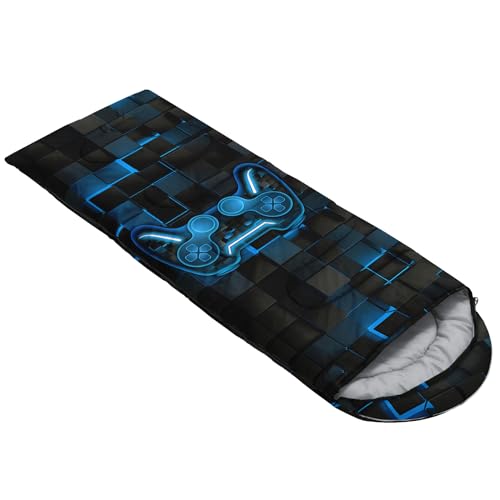Axolotl Gamepad Sleeping Bag,3 Season Warm and Cool Weather Game Console Sleeping Bag for Boys Teens,Waterproof Lightweight Geometry Hexagonal Sleeping Bag for Traveling,Outdoors Camping,Blue,Black - color: Gamepad01