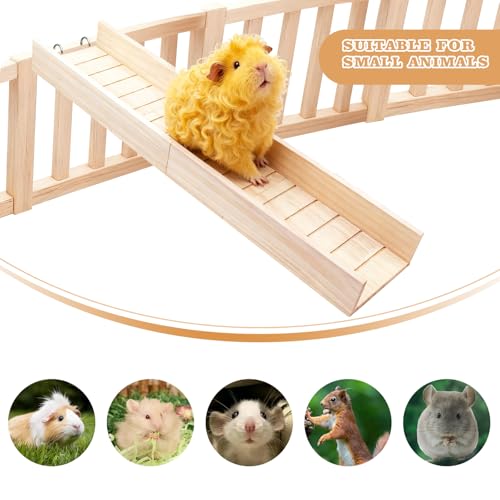 Wooden Guinea Pig Ramp for Cage, Hamster Ladder Toys, Bridge Cage Accessories for Guinea Pig, Hamster, Rats, Chinchillas, Squirrels - size: 31.1*6.69*2.7 Inches