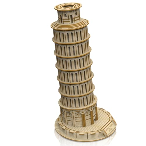 3D Wooden Puzzle for Adults, Italy Leaning Tower of Pisa Wood Architecture Model, DIY Mechanical Building Kit Craft Hobbies Toy, Birthday Festival Gift for Women Men, Home Decor, 151 PCS - style: Leaning Tower