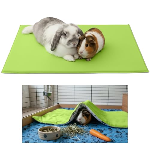 Fleece Playground for Guinea Pig and Rabbit - All in One, It's a Blanket, a Giant Tunnel, a House, a Cushion and a Bed - 41.3 x 27.6 in - Green | 27.6 x 41.3 in (W x L) - C&C 2x3 - Green - Washable - For Sleeping On Top and Hiding Underneath - color: Gree