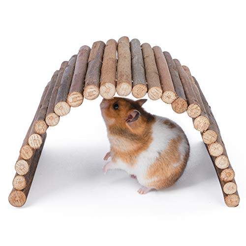 Niteangel Wooden Ladder Bridge, Hamster Mouse Rat Rodents Toy, Small Animal Chew Toy (11.8" x 4.7") - size: 11.8" x 4.7"