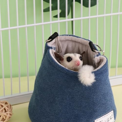 Hamster Hanging Bed Warm Hamster Nest Mat Soft Squirrel Bed Cage Pet Hammock Hanging Winter Sugar Glider Pouch(Green) - color: green
