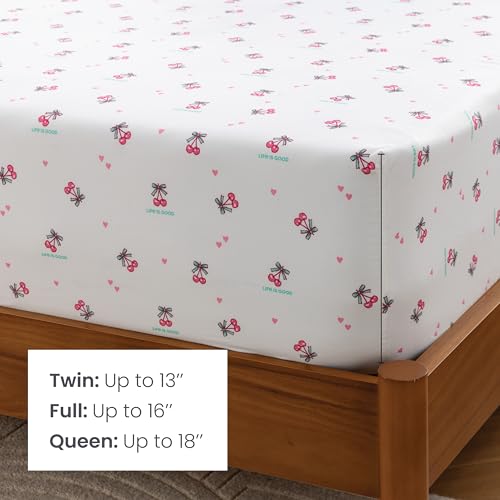 Berkshire LIG Printed Reversible Microfiber Comforter Set–7-Piece, Ultra Soft All-Season Bedding, Wrinkle & Fade Resistant, Full, Cherry Bows Blush - color: Cherry Bows Blush, size: Full
