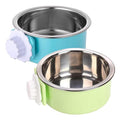 kathson Crate Dog Bowl 2pcs, Removable Stainless Steel Hanging Pet Kennel Cage Bowl Food & Water Feeder Coop Cup for Puppy, Cat, Rabbit, Guinea Pigs (2 PCS, Size: L, Blue and Green) - color: Size: L (Blue, Green), size: 2 PCS