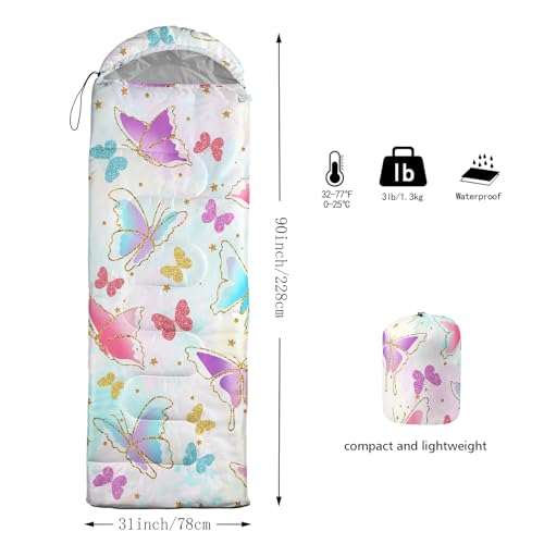 AILONEN Mermaid Scales Print Camping Sleeping Bag,Lightweight & Waterproof,3 Season Warm & Cool Weather,Portable Bags for Girls Women Travelling,Outdoors - color: S127
