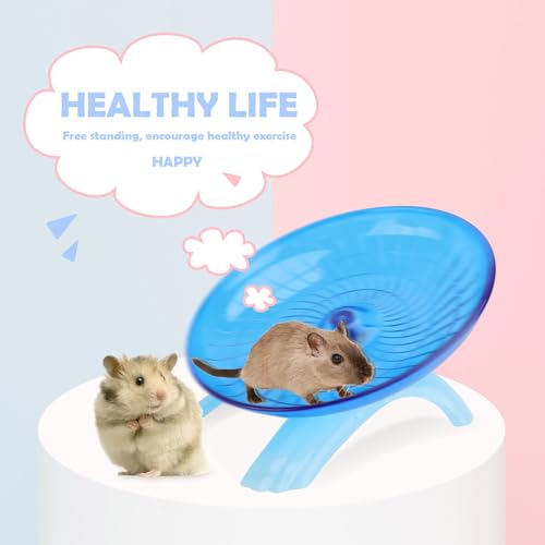 DOITOOL Non-Run Disc Exercise Wheel for Small Pets Hamsters Hedgehogs Blue Pet Encourages Healthy Activity and Nail Training
