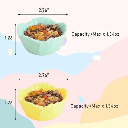 VanEnjoy 2 Pack Ceramic Guinea Pig Food Bowl Cute Flower Hamster Cage Accessories for Chinchilla Hedgehog Yellow and Green Small Animal Water Dish - color: Yellow and grean