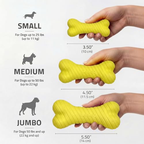 Playology Dual Layer Bone Dog Chew Toy - Medium, Chicken Scent | Rubber Construction, All Natural Scent, Heavy Duty Design - size: Medium, style: Chicken