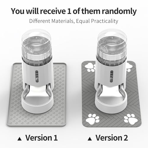 JUNSPOW Cat Water Dispenser with Placemat & Stainless Steel Bowl (4L White) | Automatic Gravity Water Dispenser for Cats or Small Medium Size Dogs, Large Capacity, Easy to Clean - color: White, size: 4L + Mat