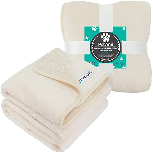 PETAMI Sherpa Fleece Waterproof CAT and Dog Blanket, Beige, Small - color: Beige, size: Small (24x32)
