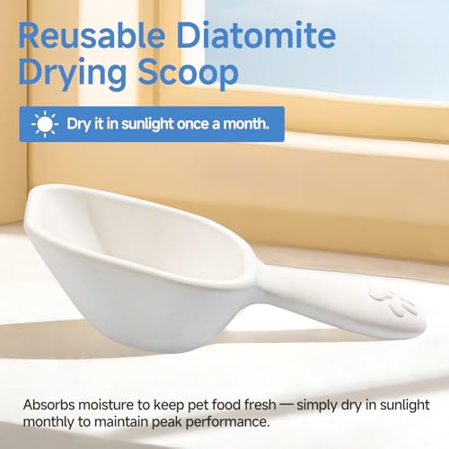 Diatom Drying Scoop 1/4 Cup for Pet Food | Keep Food Fresh Desiccant, Dry Deodorization Rapid Water Absorption, For Dog Cat - size: 1/4 Cup