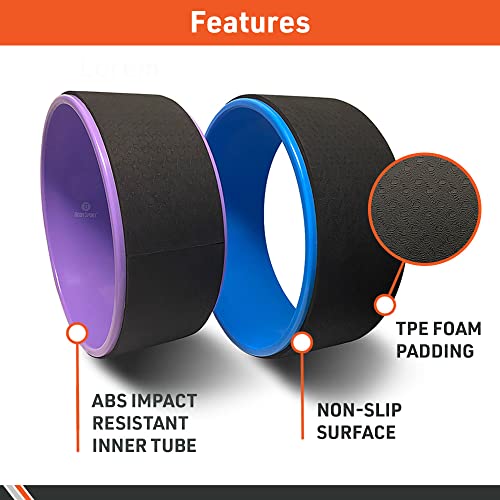 Body Sport Yoga Wheel, 5 in. x 12.6 in. – Yoga Fitness Equipment – Cushioned Back Roller and Stretcher – Companion Accessory for Stretching and Flexibility – Yoga Pose Support Aid