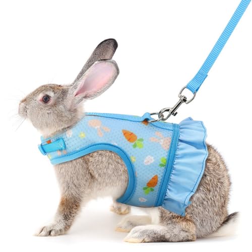 Blue Rabbit Harness and Leash Bunny Harness Set Ferret Vest, S(Young Bunny) | Quick-release, Breathable, Escape Proof, Also Suit For Ferret Kitten Puppy Small Animals,Clothes Stuff Accessories - color: Blue, size: S(Young Rabbit)2 months old