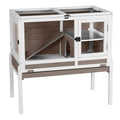 GUTINNEEN Guinea Pig Cages with Anti Chewing Sturdy Plastic Floor and Cool Zinc Plate, Indoor Rabbit Hutch with Hideout and Platform, Elevated Legs Hamster Cage 36.6" L (Brown) - color: Brown