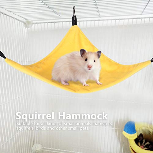 Acouto Small Pet Hammock Hanging Bed for Squirrel Hamster Sugar Glider Guinea Pig Guinea Pig Hammock Hamster Small Animal Corner or for Cage Rat Outdoor Squirrel Pssop Hammo (Yellow) - color: Yellow