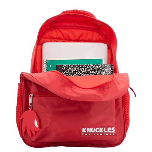 AI ACCESSORY INNOVATIONS Sonic The Hedgehog Backpack for Boys & Girls, Knuckles 16 Inch Schoolbag with 3D Features, Durable School Bag for Kids, Red - style: Red Knuckles