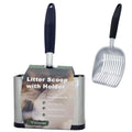 Full Metal Cat Litter Scoop with Holder, Stainless Steel Cat Litter Scooper Holder, Stainless-Steel Kitty Scoop Captures All Clumps, Heavy Duty Kitty Metal Scooper with Non-Slip Handle - color: Gray