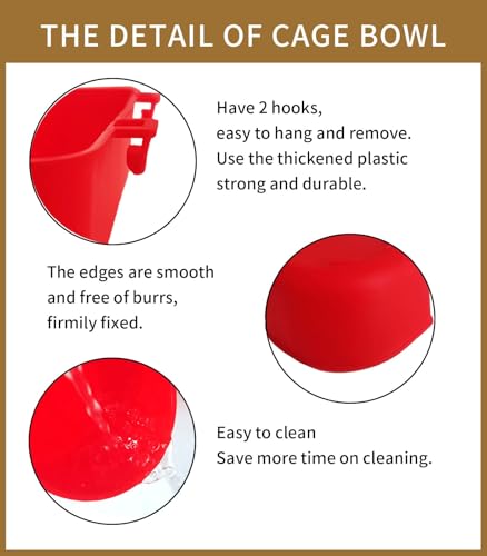5 Pack Cage Cups Chicken Birds Feeder Water Bowl 25 OZ Rabbit Feeding Watering Dish for Travel Carrier Cat Puppy Food Dispenser Hanging Wire Cages Treats Box Seed Drinking Coop Cup Birdbath - size: Red 25 OZ Pack of 5