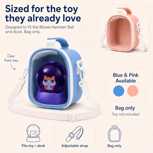Electronic Pet Carrying Case Compatible with BITZEE Hamster Ball, High-Density EPE Foam, Microfiber PU, Detachable Shoulder Strap（Blue） - color: Blue