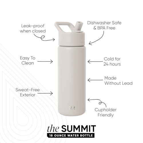 Simple Modern Insulated Water Bottle with Straw | 18oz | Beige - color: -Almond Birch, style: 18oz