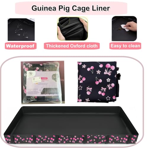 DZWLKJ Waterproof Guinea Pig Cage Liner,Washable Tarp Bottom Base,Cherry Graphic,36"x48", Reusable for Rabbit, Chinchilla, Hedgehog, Ferret & Other Small Animals. - size: C&C 3x4(36x48 inches)
