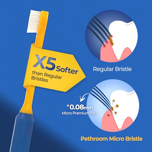 PETHROOM Pet Toothbrush for Cats & Dogs, 10 × 5 mm Small Head (Extra Small) | Ultra-Soft Fine Bristles Gently Clean Teeth and Gumlines, Helping Remove Plaque, Ideal for Kittens & Small Dogs - color: Extra Small