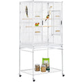 Yaheetech 54" Large Flight Bird Cage for Parrots Macaw Cockatiels Sun Parakeets Lovebird Green Cheek Conures African Grey Small Quaker Amazon Parrots with Rolling Stand, White - color: White