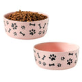 UBEE Ceramic Dog Bowl Set of 2, 5.5 inch Dog Food Bowl Dish with Bone Paw Pattern, Pet Food Water Dish Feeding Plates for Small Dogs, Puppy and Cat, Pink - color: Pink-dog paw, size: 5.5 inch x 2