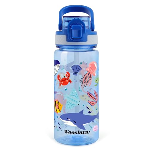 Kids Water Bottle for School, 20 Oz Plastic Water Bottle, 1 Pack | Silicone Spout, Pop-Up Cover, BPA Free & Dishwasher Safe, Marine Animals - color: Marine Animals, size: 20 Ounces