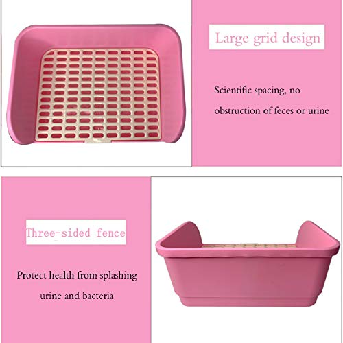 Hamiledyi Large Rabbit Litter Box Corner Bedding Box Chinchilla Toilet Trainer Square Potty Pet Pan for Adult Guinea Pig, Galesaur.Ferret and Other Animals - color: PINK