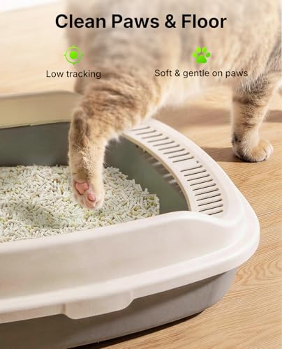 PETKIT Tofu Cat Litter, Clumping Flushable, Urine pH Detection Tofu Litter | 100% Natural Ingredients Plant Cat Litter, Dust-Free,Low Tracking and Odor Control - color: 5.3lbx2bags