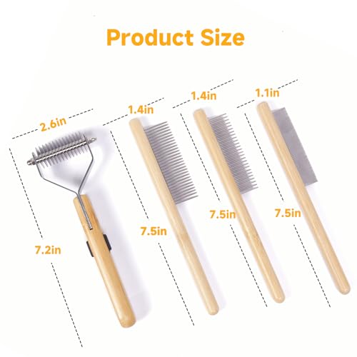 Cat Undercoat Rake & Dematting Comb, Cat Brush for Shedding | Long Haired Indoor Cats & Dogs, Detangling Brush for Matted Fur, Gently Removes Tangles, Knots & Loose Undercoat - color: Medium