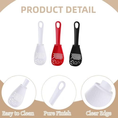 3 Piece Set Small Animal Litter Scoop Red White Black Plastic Mesh Scooper Hamster Cage Accessories Litter Sifter with Small Holes for Sand Bath